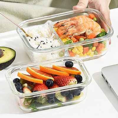 glass lunch box 3 compartment/lunch box